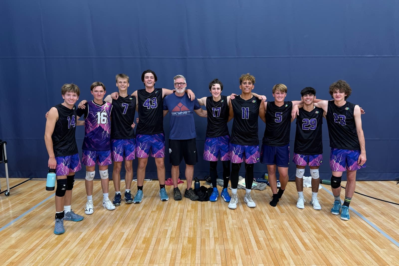 Voltage players and coach on the court